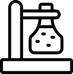 Poster - Laboratory equipment flask hanging on stand with liquid chemical solution for scientific experiment