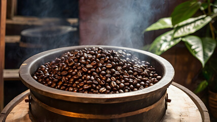 Poster - coffee beans being roasted