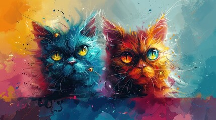  Two Cats in a Splash of Color