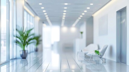 Poster - Blur White Modern Office Background with Clean and Bright Interior Design