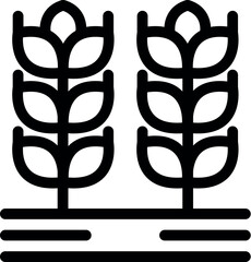 Wall Mural - Simple black and white icon of two wheat stalks growing in a field