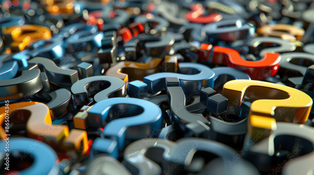 Questions Questions Questions Everywhere Ilustracja bez tantiem: 3D images of question marks were scattered ...