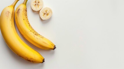 Wall Mural - Banana with white background and space for text