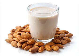 Wall Mural - Almond milk isolate on white background, clipping path