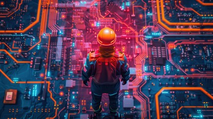 Wall Mural - AI Construction: Advanced AI-driven systems for real-time monitoring, predictive maintenance, and automated workflows in construction, driving industry advancements.
