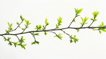 Sticker - Green Tree Branch on a White Background