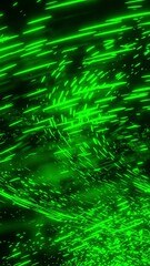 Poster - Black background. Design.Different sizes of green light color glitters in different parts of the backgrounds fly to different places.