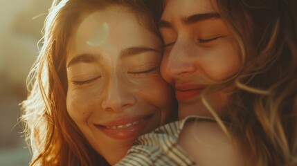 Two people embracing each other in a close-up shot