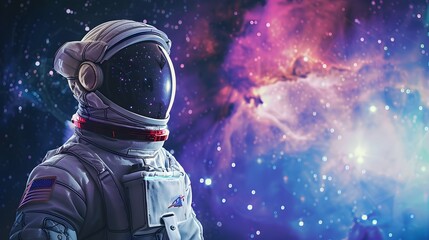 Poster - Cosmic Odyssey Spacesuited Explorer Navigating Galactic Landscapes