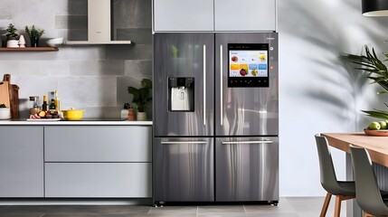 Poster - cutting edge smart refrigerator with intuitive touchscreen display in modern kitchen
