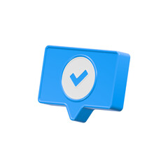 Wall Mural - check mark with bubble chat 3d icon