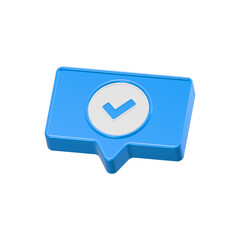 Wall Mural - check mark with bubble chat 3d icon