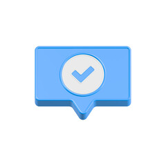 Wall Mural - check mark with bubble chat 3d icon