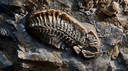 Aufkleber - Detailed Fossil Embedded in Sedimentary Rock Texture