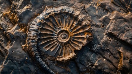 Poster - Detailed Fossil Embedded in Sedimentary Rock Surface Texture