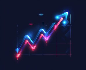 Poster - Colorful neon uptrend graph representing financial growth and success