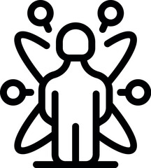 Poster - Line icon of a manager surrounded by tasks, representing the concept of work management
