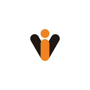 letter iv people shadow symbol logo vector