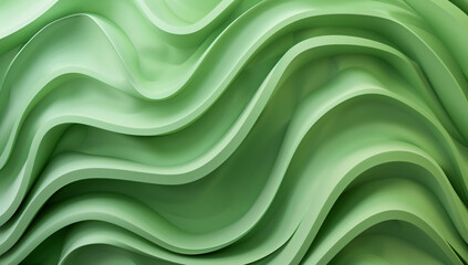 Poster - 
3d render of abstract green background with paper waves in the style of organic shapes, high resolution, layered translucency and organic forms