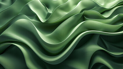 Poster - 
3d render of abstract green background with paper waves in the style of organic shapes, high resolution, layered translucency and organic forms