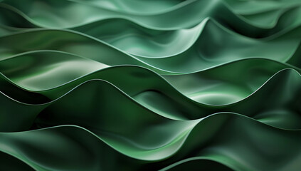 Poster - 
3d render of abstract green background with paper waves in the style of organic shapes, high resolution, layered translucency and organic forms