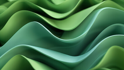 Poster - 
3d render of abstract green background with paper waves in the style of organic shapes, high resolution, layered translucency and organic forms