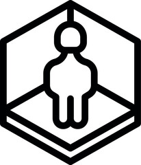 Poster - Line icon of a businessman standing inside a cube, representing problem solving, decision making, and strategic thinking
