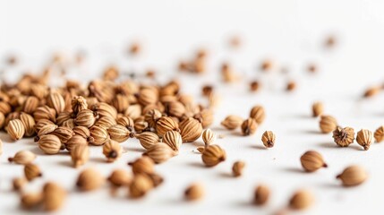 Wall Mural - Coriander Seed on White Background Also Called Cilantro