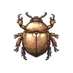 Wall Mural - dung beetle 8-bit cartoon isolated whitebackground 