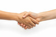 © 藤川忠彦 - Close-up of Two Hands Shaking in a Gesture of Trust, Agreement, and Unity on a White Background