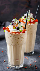 Poster - Two Halloween themed drinks with black straws and candy eyes