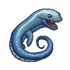 Wall Mural - Electric Eel 8-bit cartoon isolated whitebackground