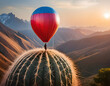 © fotoluigi868 - A fragile balloon teetering on a sharp prickly cactus represents the concept of fragility a_1(41)
