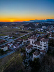 Wall Mural - The ancient manor of Cassacco at sunset. Pearl three the hills of Friuli.