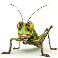 Wall Mural - Grasshopper 3D cartoon isolated whitebackground