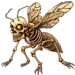 Wall Mural - Hornet skeleton cartoon isolated whitebackground