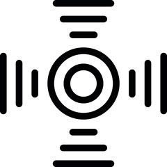 Poster - Black and white abstract symbol with circles and horizontal lines forming a cross shape