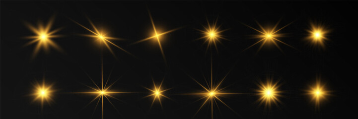 Poster - Spark of light.The star flashes brightly.Set of glowing effects.	
