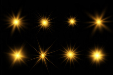 Poster - Spark of light.The star flashes brightly.Set of glowing effects.	
