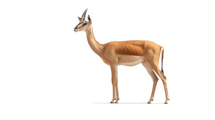 2. Create a high-quality image of a Gerenuk highlighting its elongated neck and slender frame, with a transparent background suitable for seamless integration onto a white backdrop. The final image