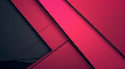 Fototapete - Black pink red modern abstract background Geometric shape Viva magenta Color 2023 Triangles lines stripes Futuristic Gradient Clock business time concept Bright Minimal Web banner : Generative AI
