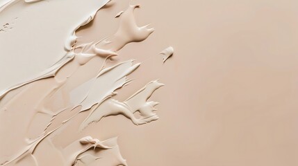 Poster - cosmetic smear texture on pastel beige background : Generative AI