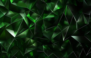 Wall Mural - 
Abstract green geometric background with low poly shapes, green gradient and black shadows for design template