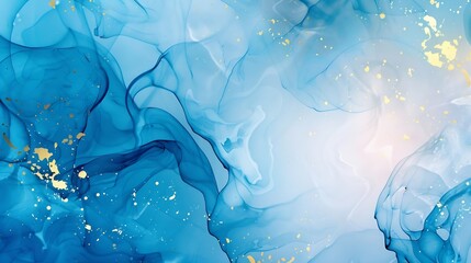 Aufkleber - Luxury blue abstract background of marble liquid ink art painting on paper  Image of original artwork watercolor alcohol ink paint on high quality paper texture : Generative AI