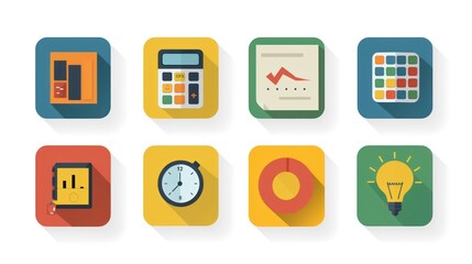 Set of Flat Style Icons for Web and Mobile Design