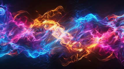 Poster - Dynamic waves of energy in neon hues