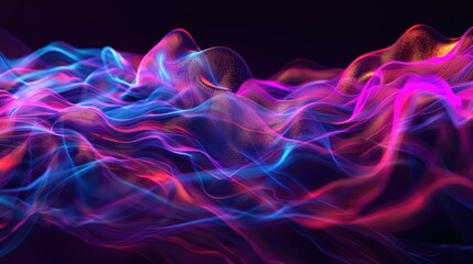 Poster - Dynamic waves of energy in neon hues