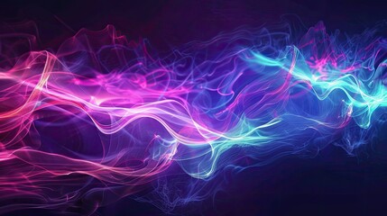 Poster - Dynamic waves of energy in neon hues