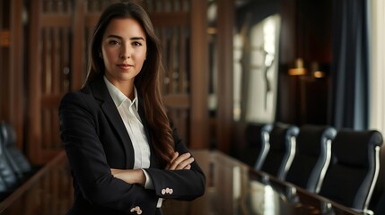 Poster - Professional business people  portrait brazilian business woman looking at camera at board of directors metting Teamwork : Generative AI