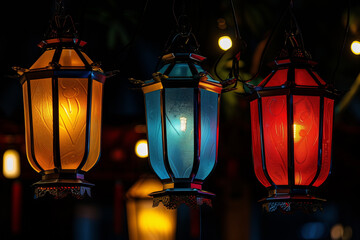 Wall Mural - Colorful lanterns at night